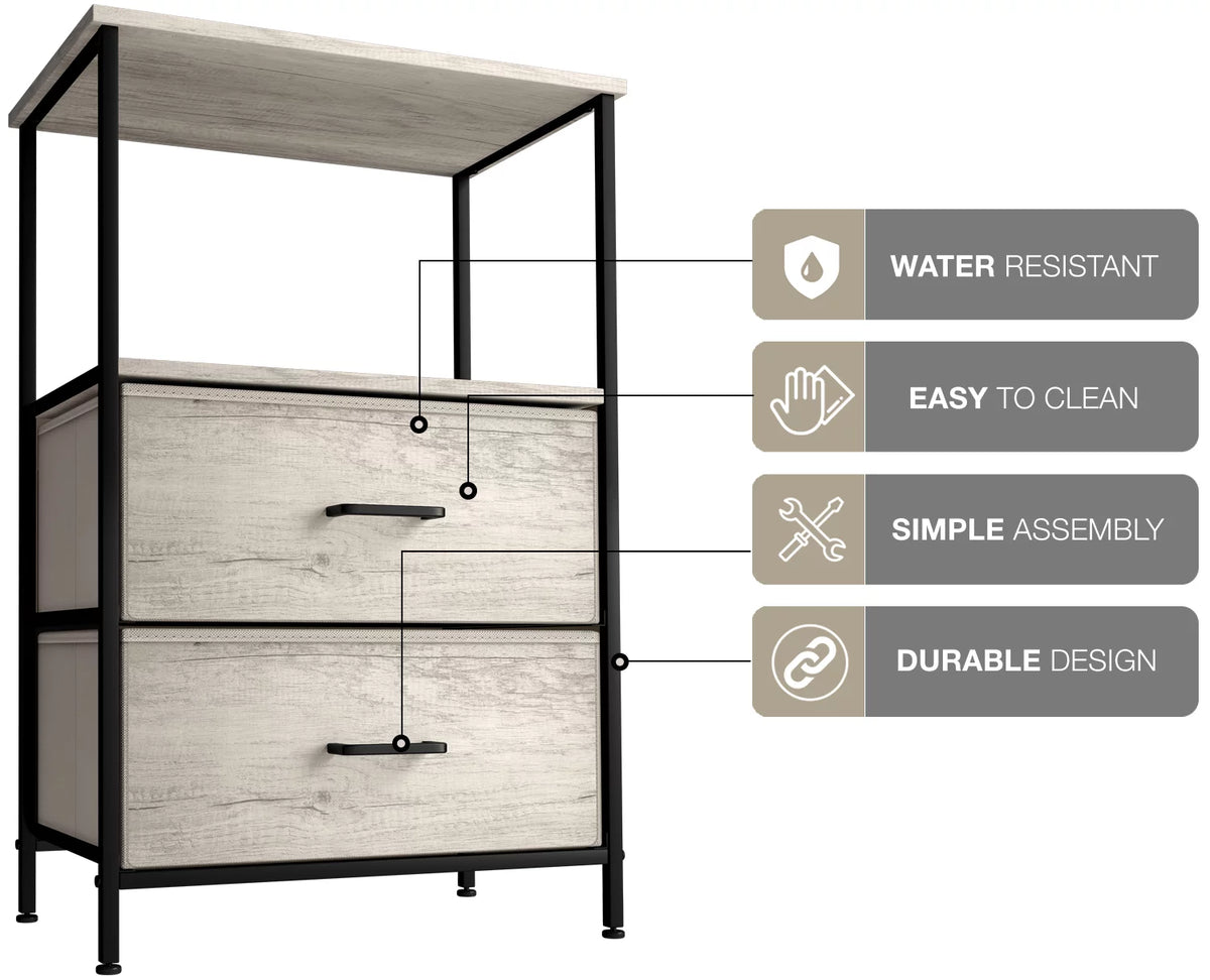3 Drawer Nightstand with Steel Frame and Wood Top B926