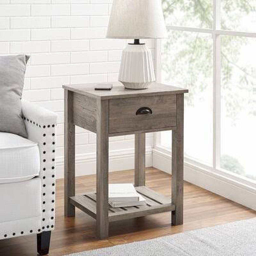 Gray Wash Black End Table with Storage A627242