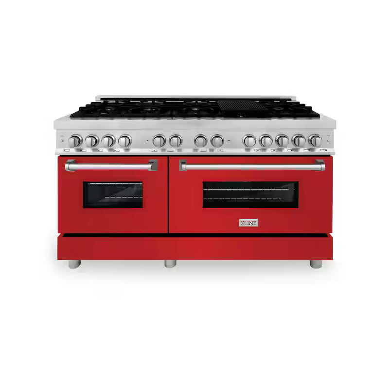 9-Burner Double Oven Dual Fuel Range with Red Matte Door W866654