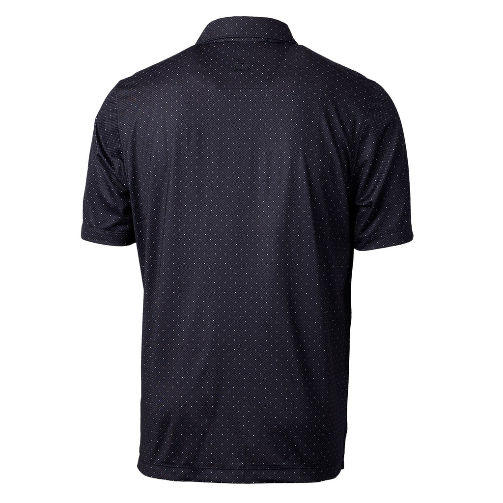 Men's Black Double Dot Print Stretch Polo V430