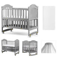 6-in-1 Convertible Mini Crib with Mattress and Mosquito Net Y2287
