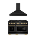 48 In. Gas Range and Range Hood in Black Stainless Steel H114