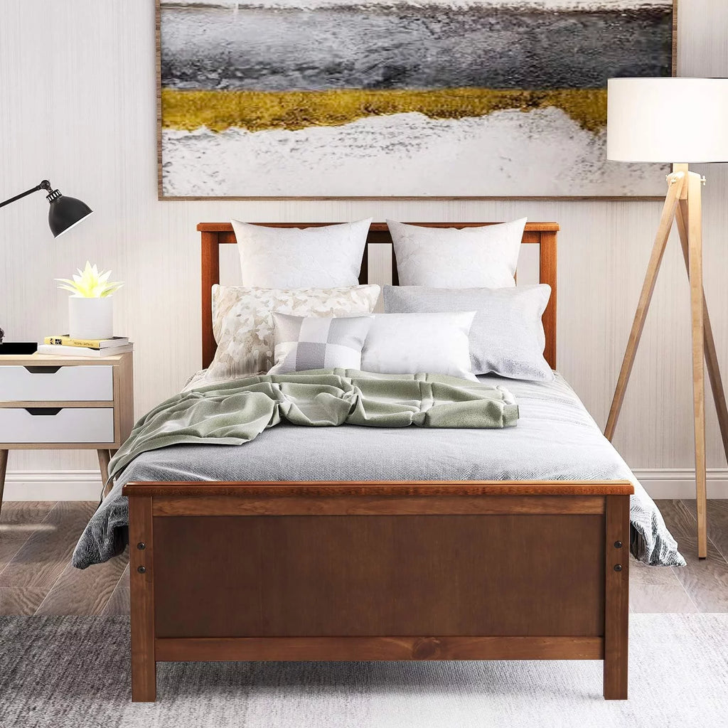 Wood Platform Bed Frame with Headboard and Footboard K9250