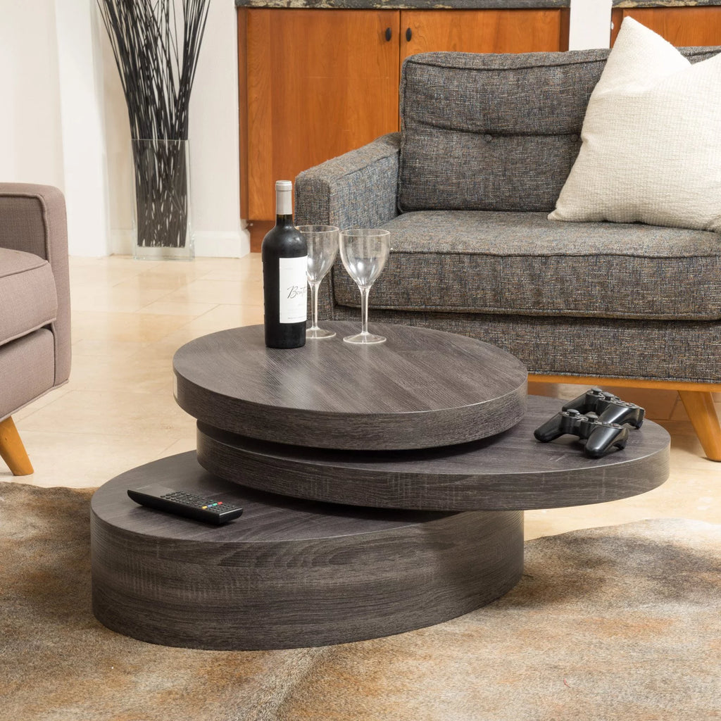 Oval Rotating Wood Coffee Table L916401