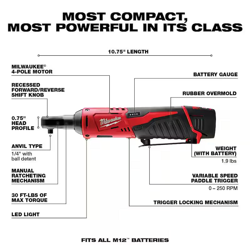12V Cordless 1/4 in. and 3/8 in. Ratchet Combo Kit with 2.0Ah Batteries Q2417