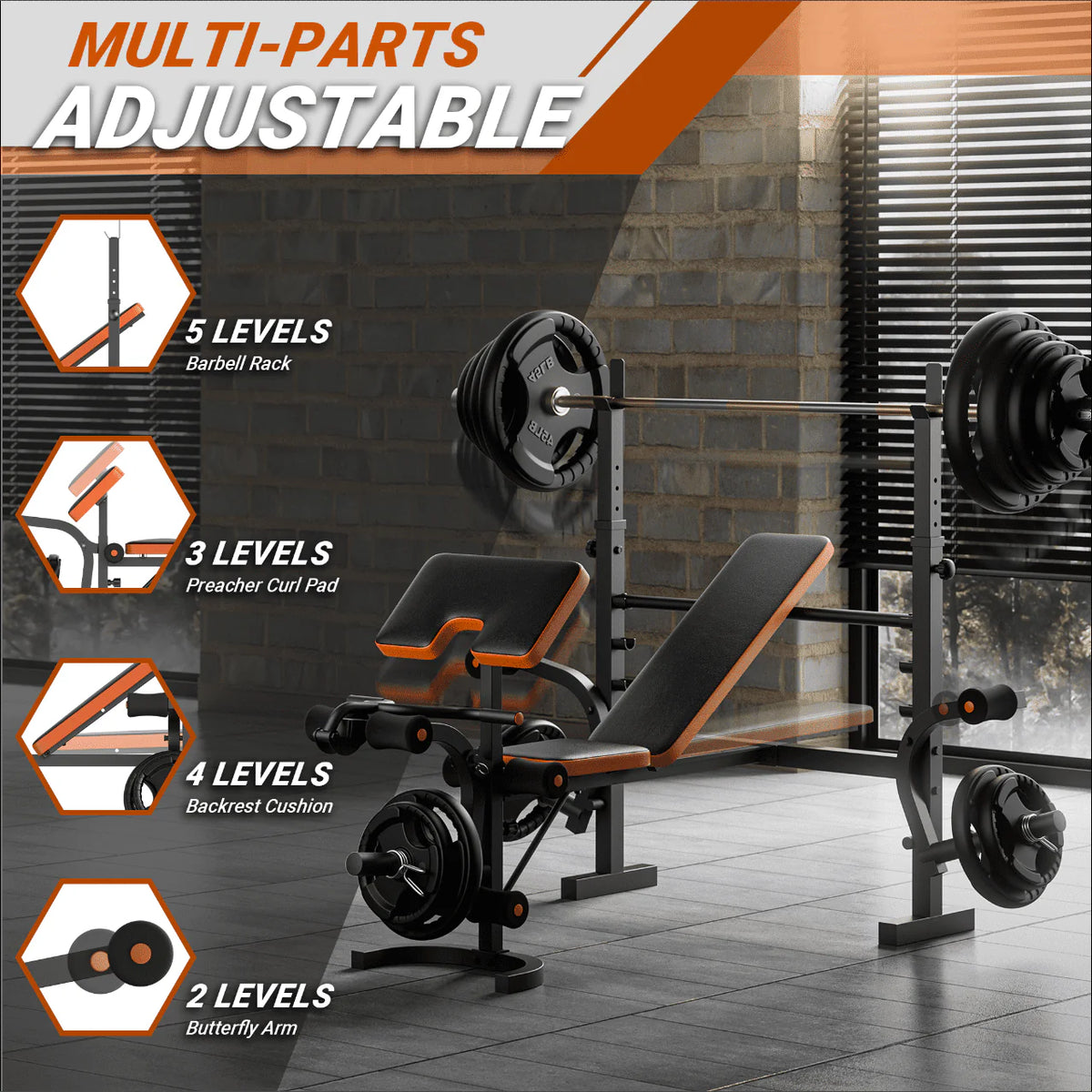 6 Positions Adjustable Foldable Weight Bench O50544