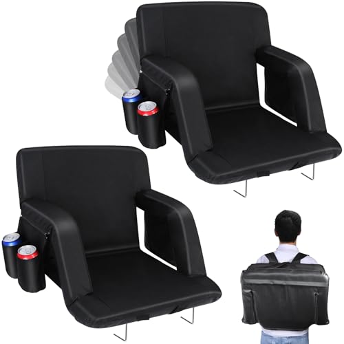 2 Pack Bleacher Chairs with Back Support and Cushion L919013