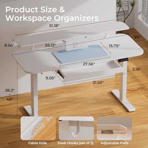 Black Electric Standing Desk with Drawers I6087