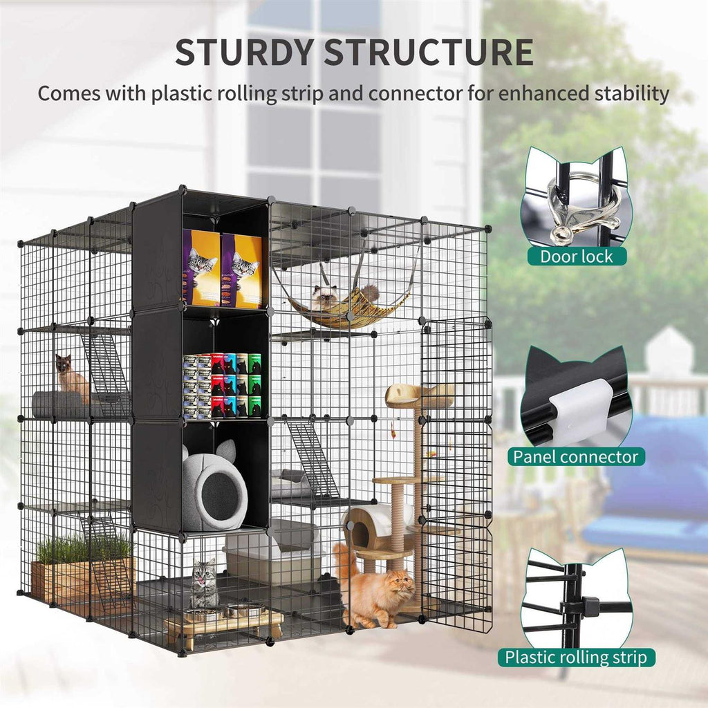 Large Indoor Metal Cat Cage with Storage Cube Z5342