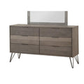 Grey Solid Wood Dresser with Metal Legs F3481