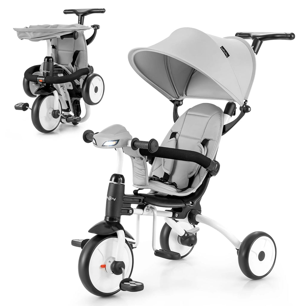 Folding Baby Tricycle Toddler Bike Stroller Gray H199079