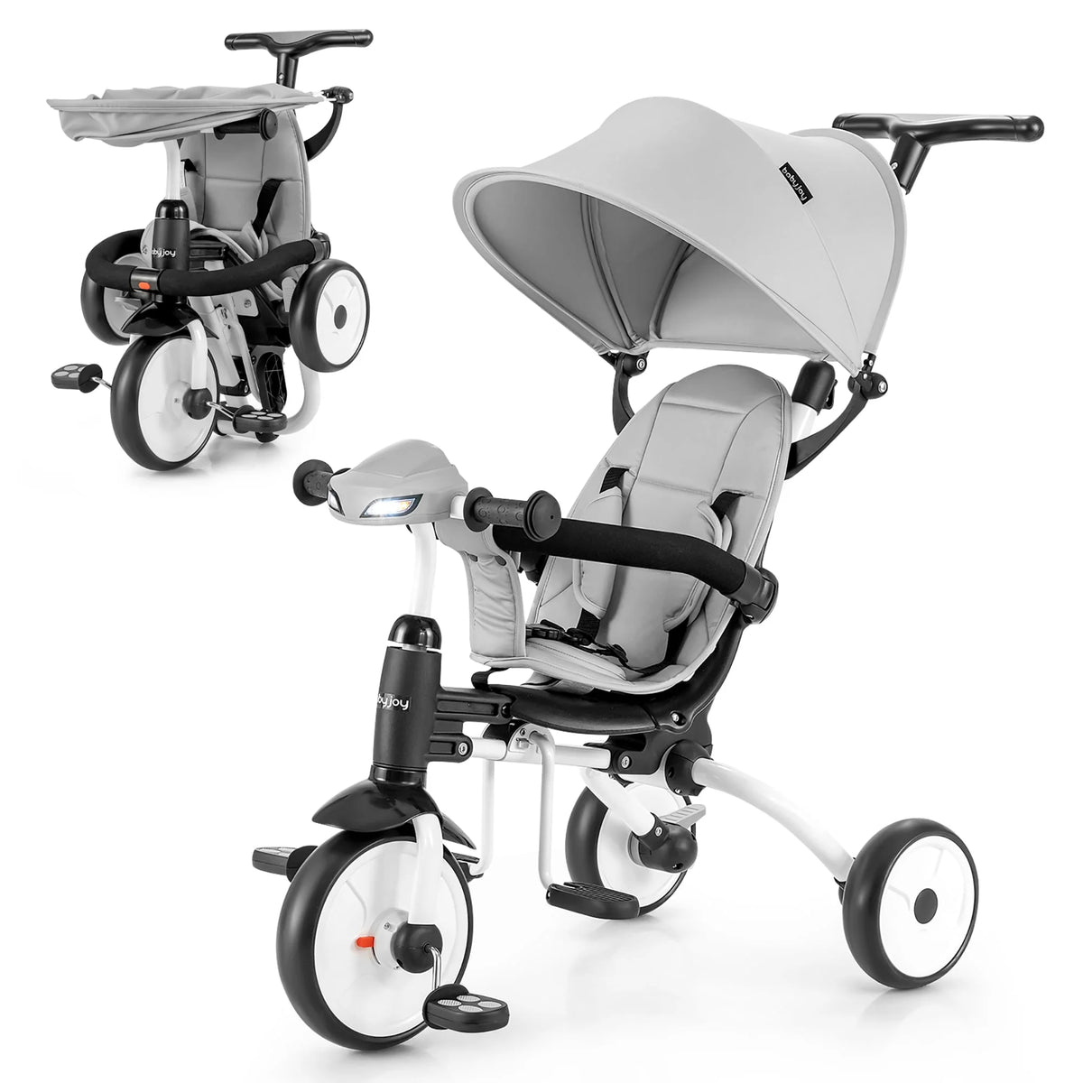 Folding Baby Tricycle Toddler Bike Stroller Gray H199079