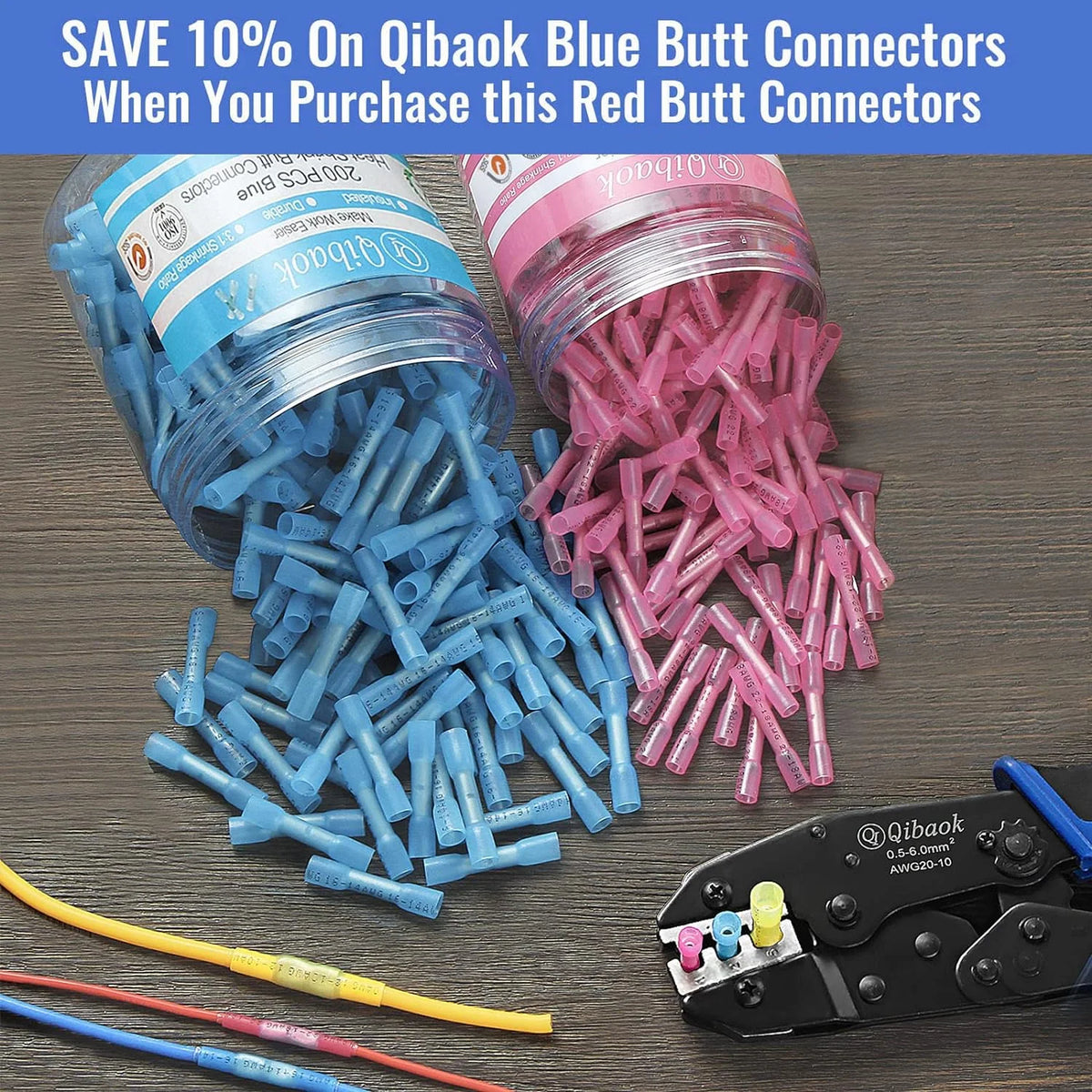 200 PCS Waterproof Insulated Butt Connectors F7296