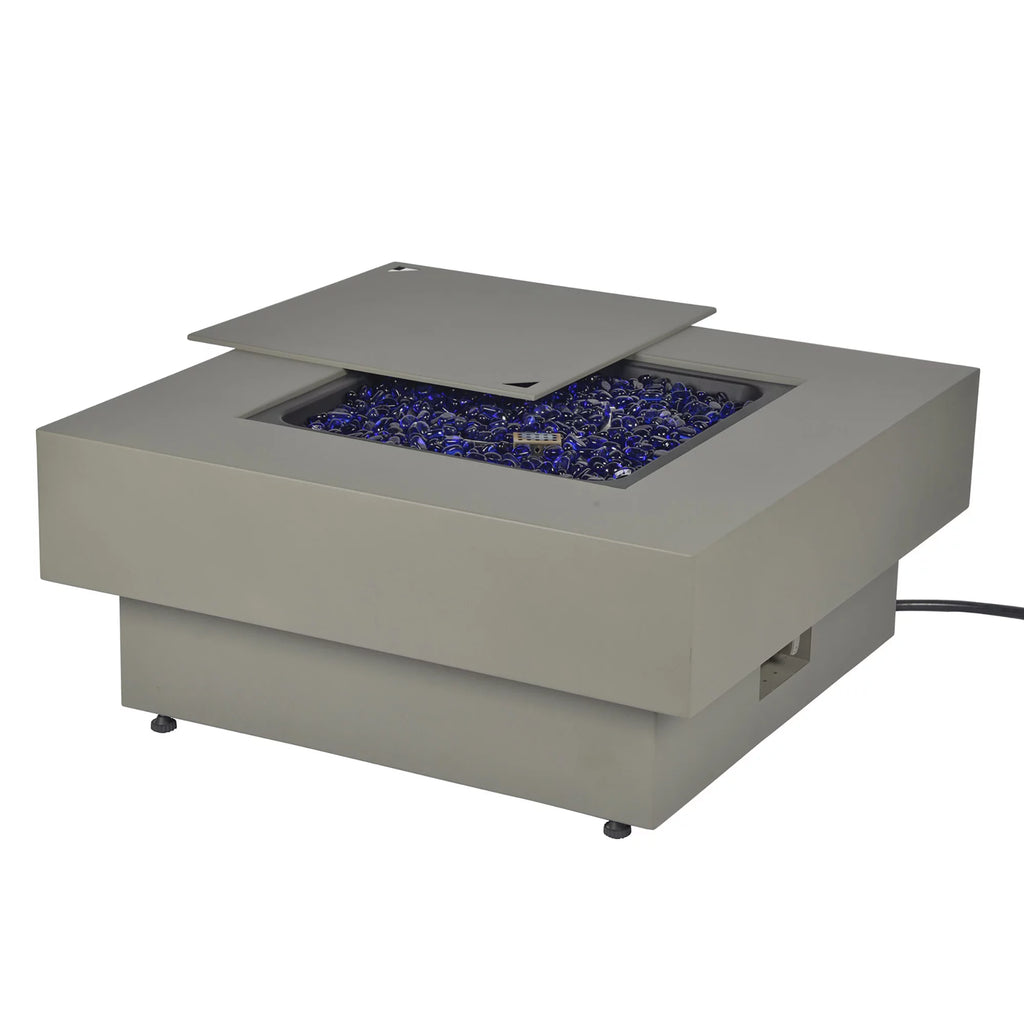 Round 50,000 BTU Gas Fire Pit Table with Lid P9801