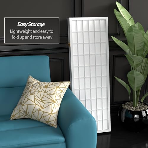 White 3 Panels 4 ft. Short Window Pane Shoji Screen U732