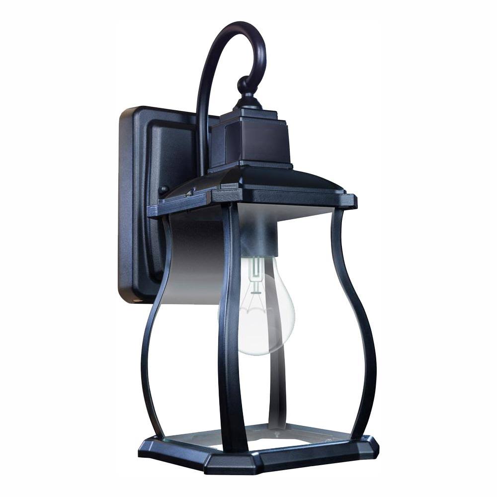 Black 1-Light Motion Activated Outdoor Wall Lantern D872266