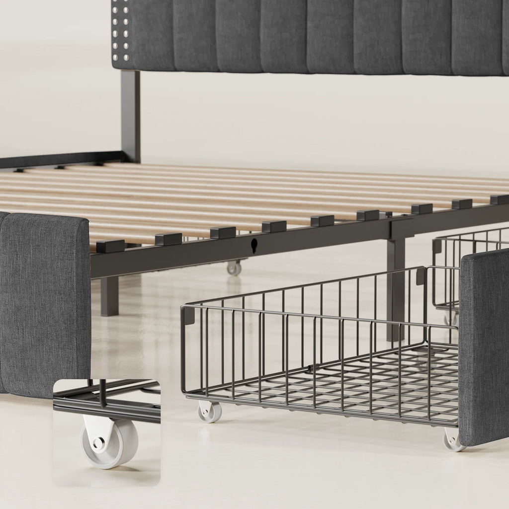 Full Bed Frame with 4 Storage Drawers W556