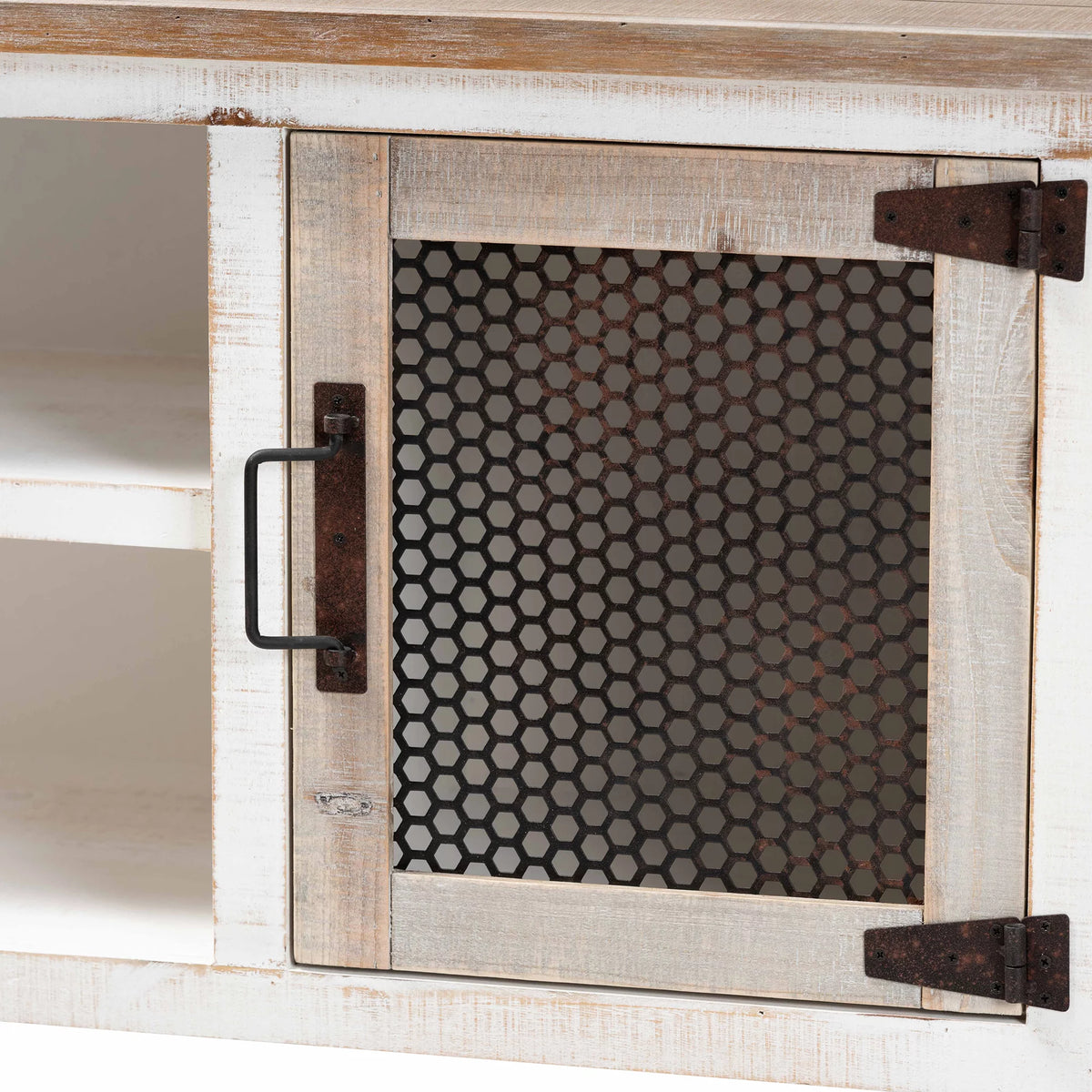 White and Oak Brown Wood 2-Door Sideboard Buffet I910