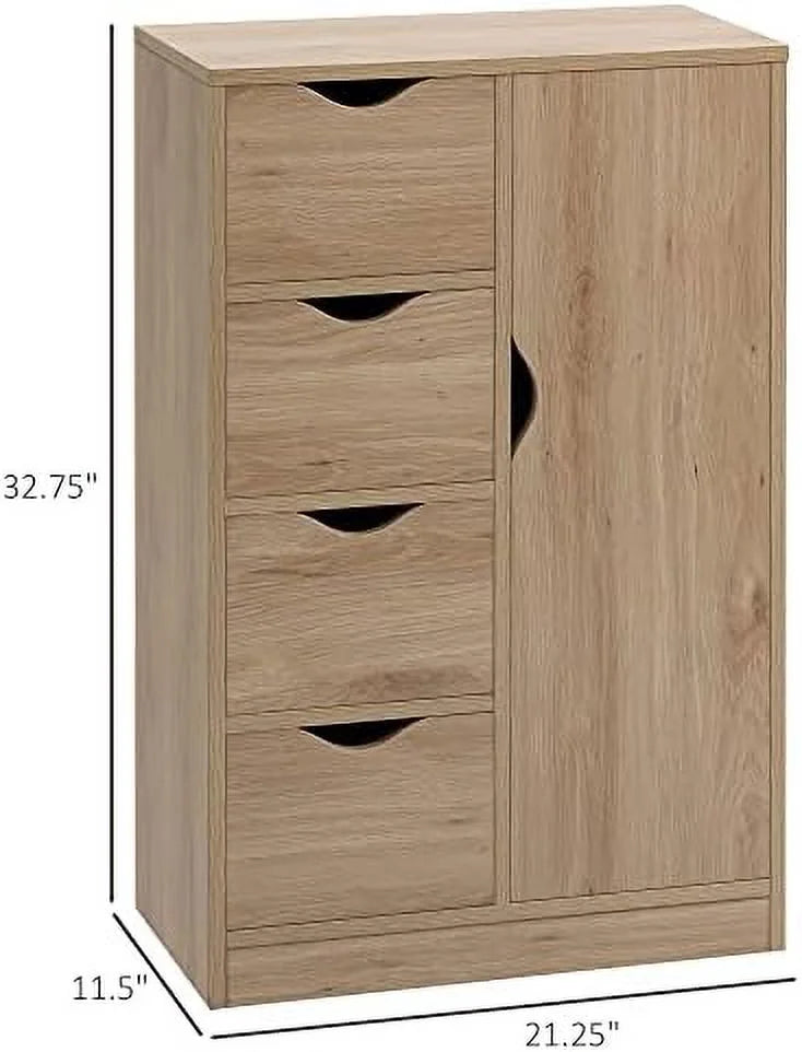 Oak 4 Drawer Bathroom Floor Cabinet I1977