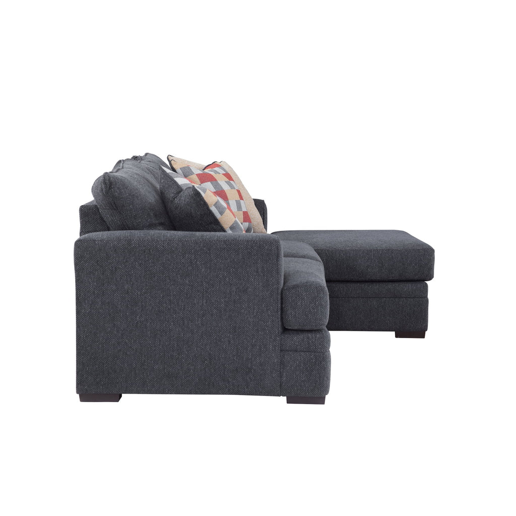 Charcoal Two Piece Sectional Sofa with Three Throw Pillows R4627