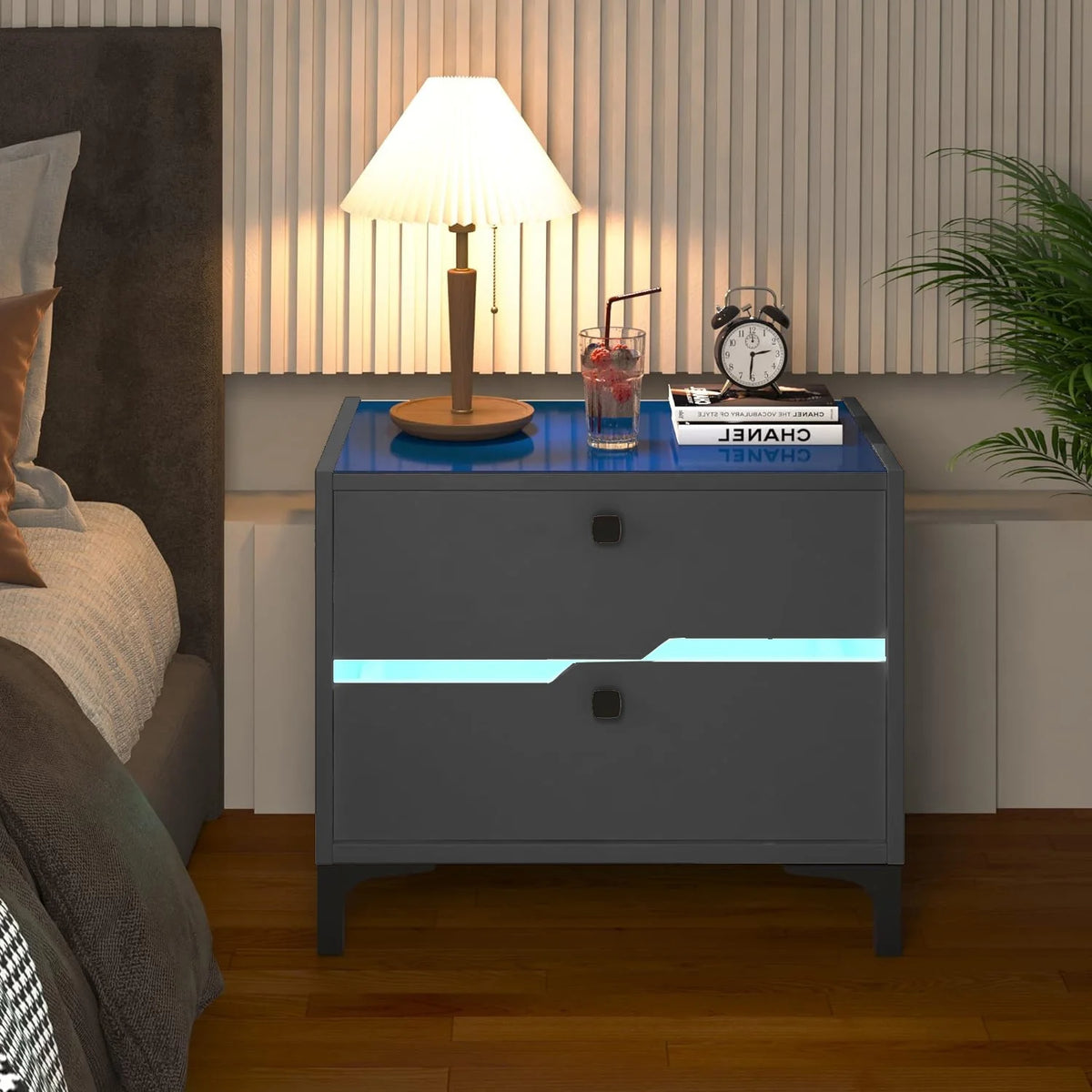 Modern Wood Bedside Table with 2 Drawers T613