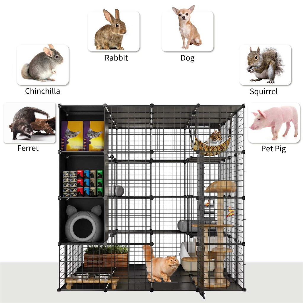 Large Indoor Metal Cat Cage with Storage Cube Z5342