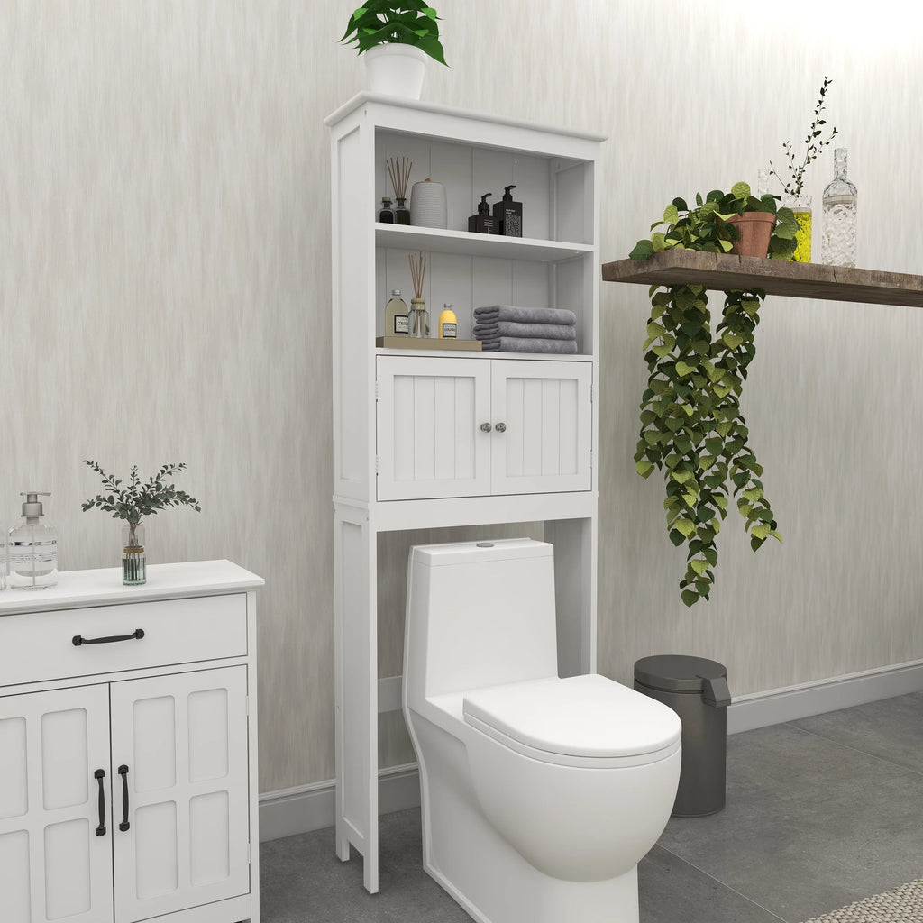 2-Tier Over The Toilet Storage Cabinet with 2 Doors White A71713