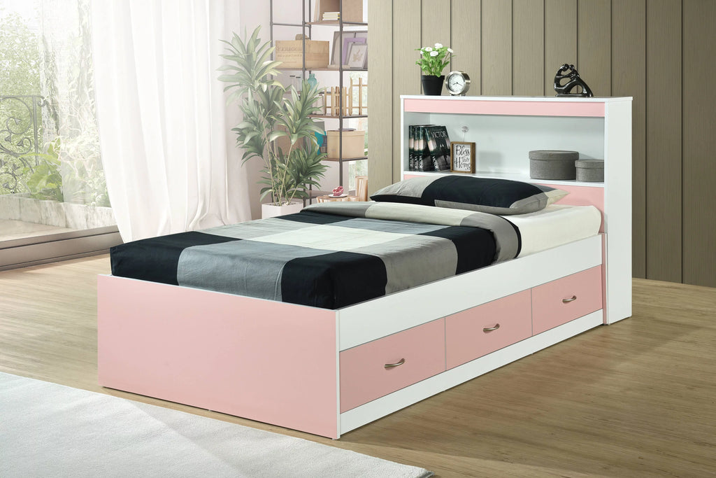 Black Twin-Size Captain Bed with 3 Drawers and Headboard A466690