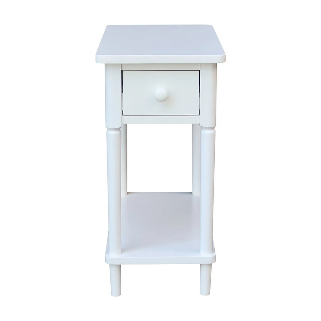 White Narrow Solid Wood Side Table E248