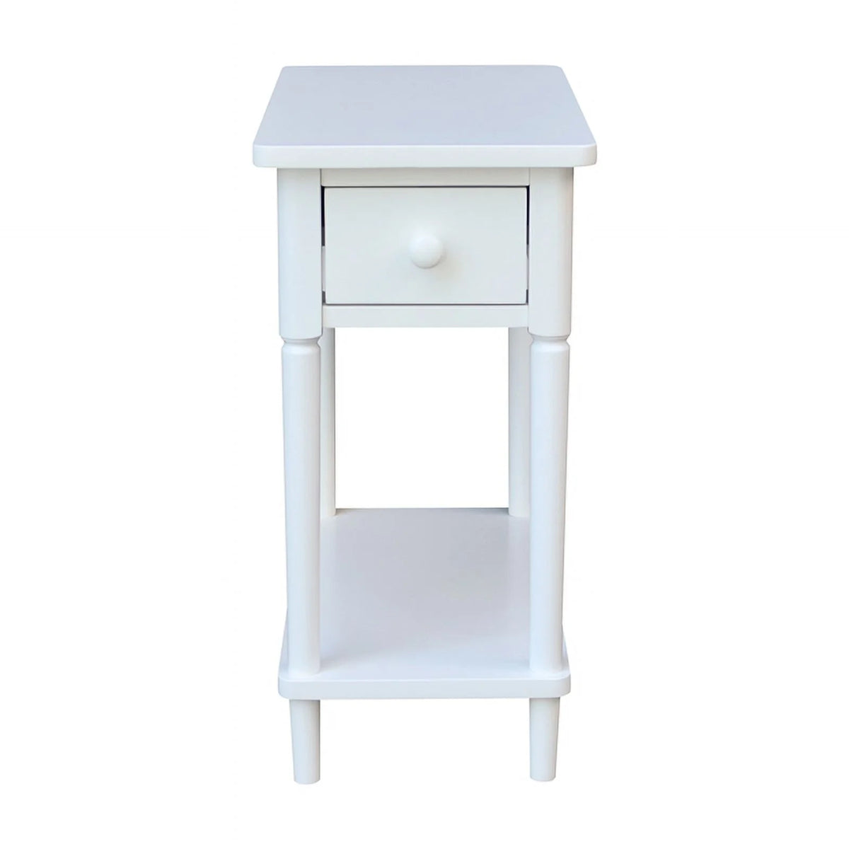 White Narrow Solid Wood Side Table E248