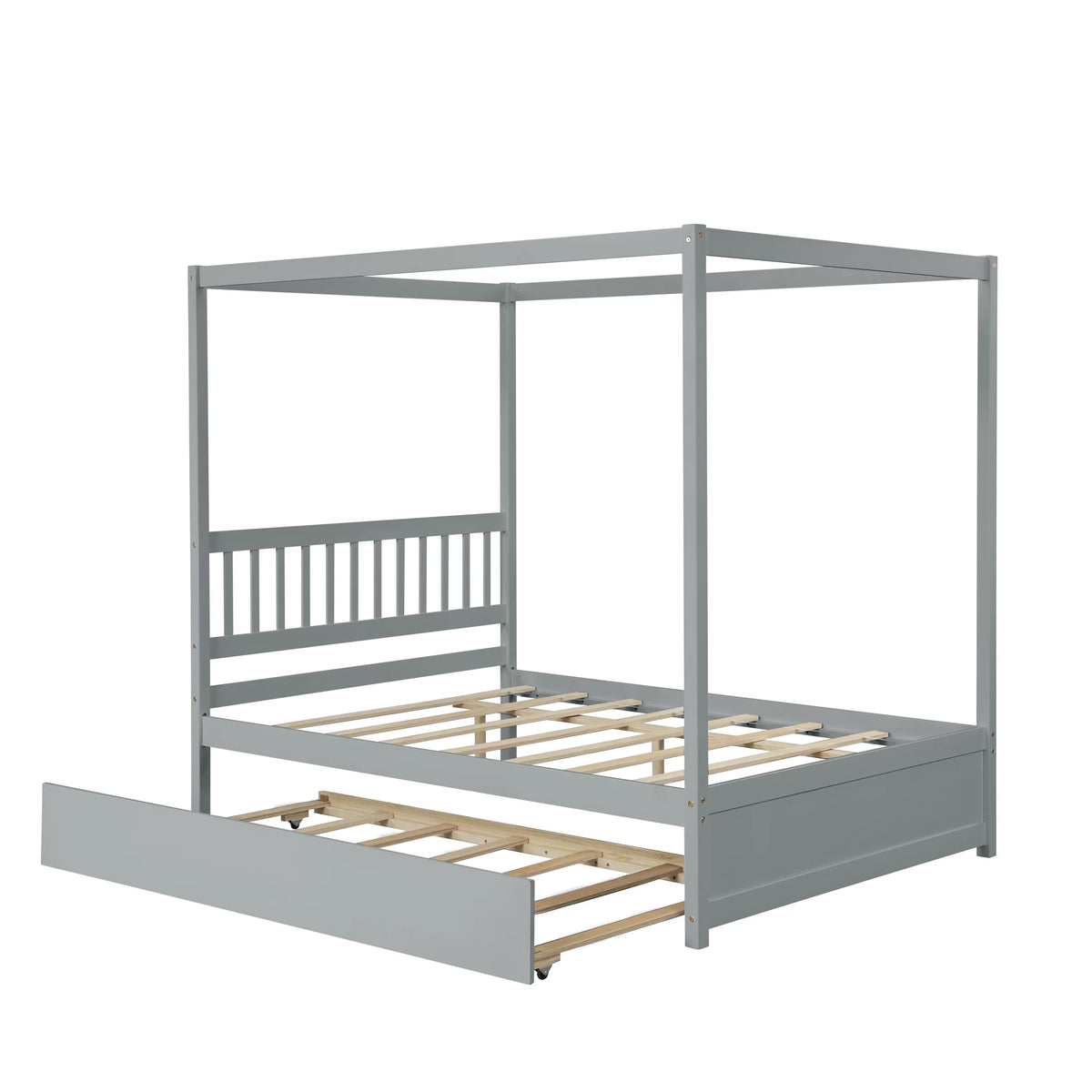Pine Wood Canopy Bed Full Gray R924