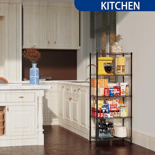 5-Wire Metal Storage Rack Adjustable Shelves T8434