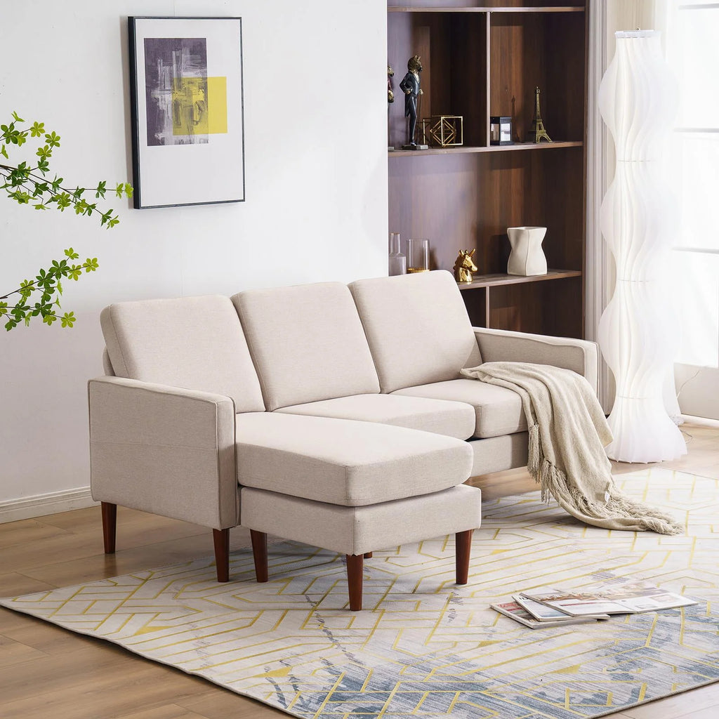 Dark Grey L Shaped Linen Fabric Convertible Sectional Sofa Z7697