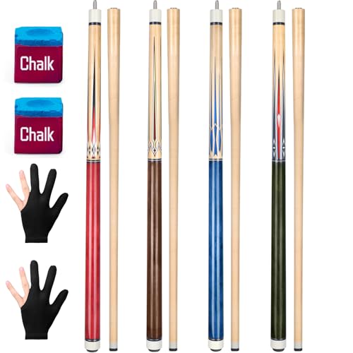 4 Pcs 58 Inch Canadian Maple Wood Pool Cue Stick X688