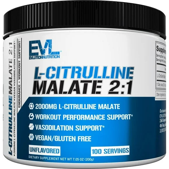 L-Citrulline Malate 2:1 200mg Vegan Gluten Free Dietary Supplement 100 Servings Unflavored B48747