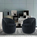 Black Velvet Swivel Barrel Accent Chairs Set of 2 W82801