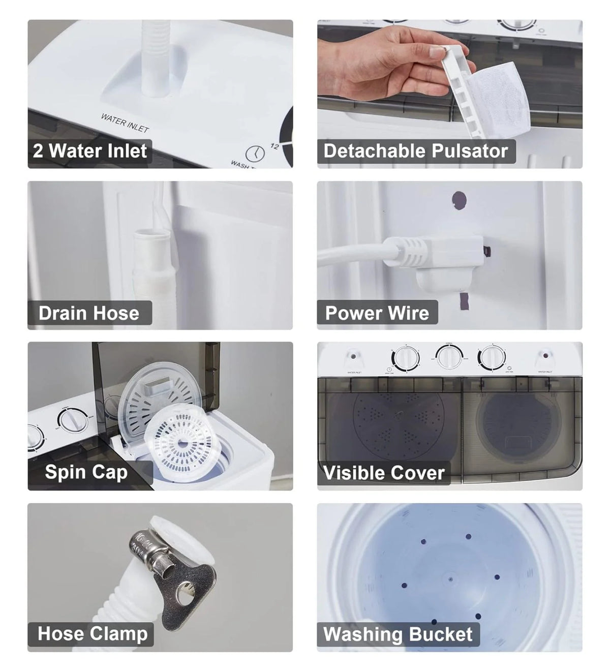 Portable Mini Tub Washer and Dryer Combo 20 lbs Black I41220