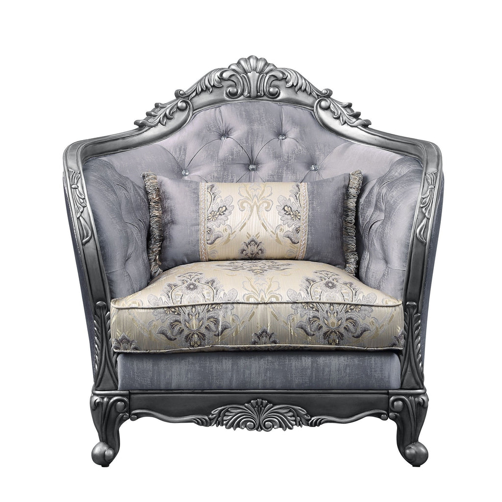 Gray Chair with Scrolled Molded Frame and Queen Anne Legs N975