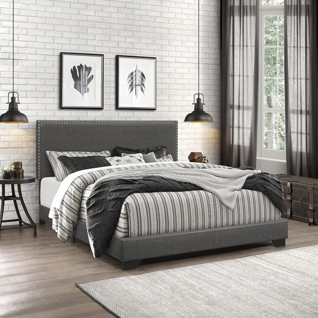 Charcoal Faux Leather Queen Bed D348350