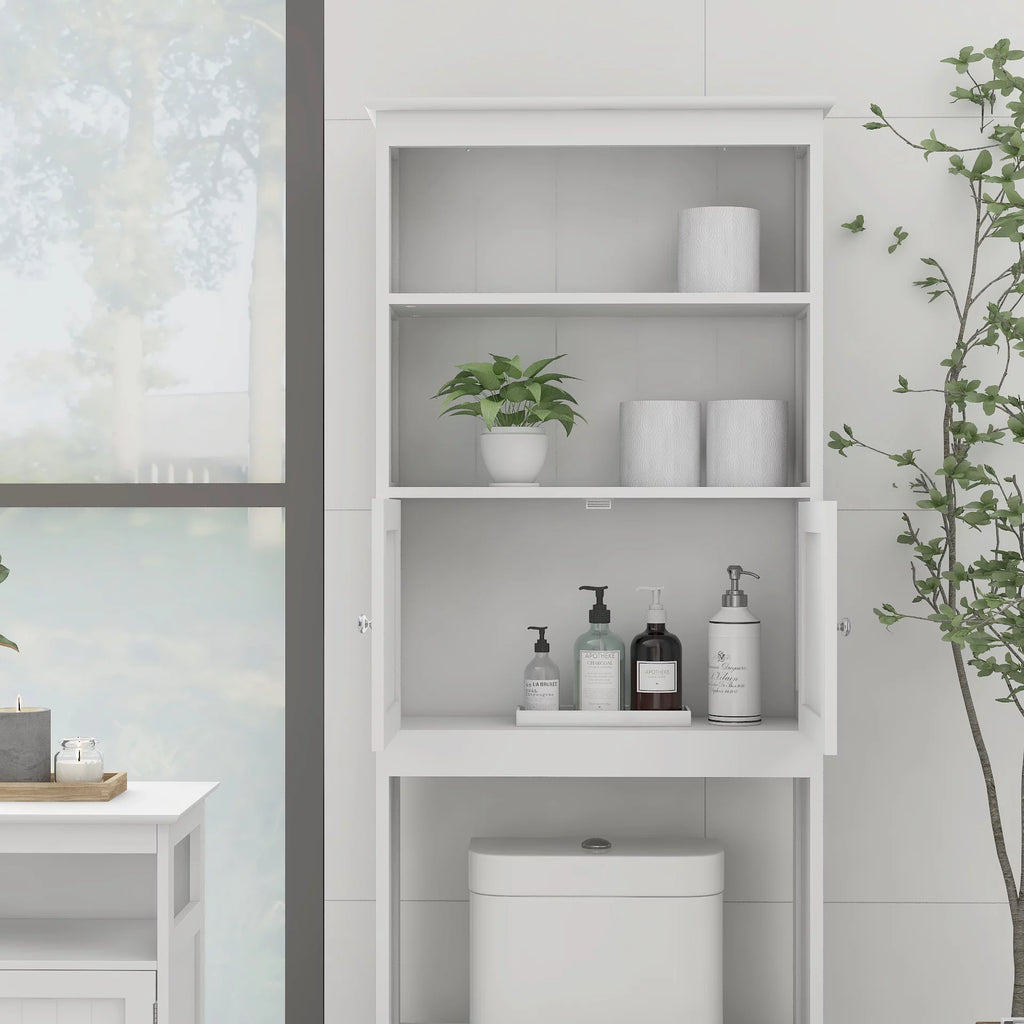 2-Tier Over The Toilet Storage Cabinet with 2 Doors White A71713