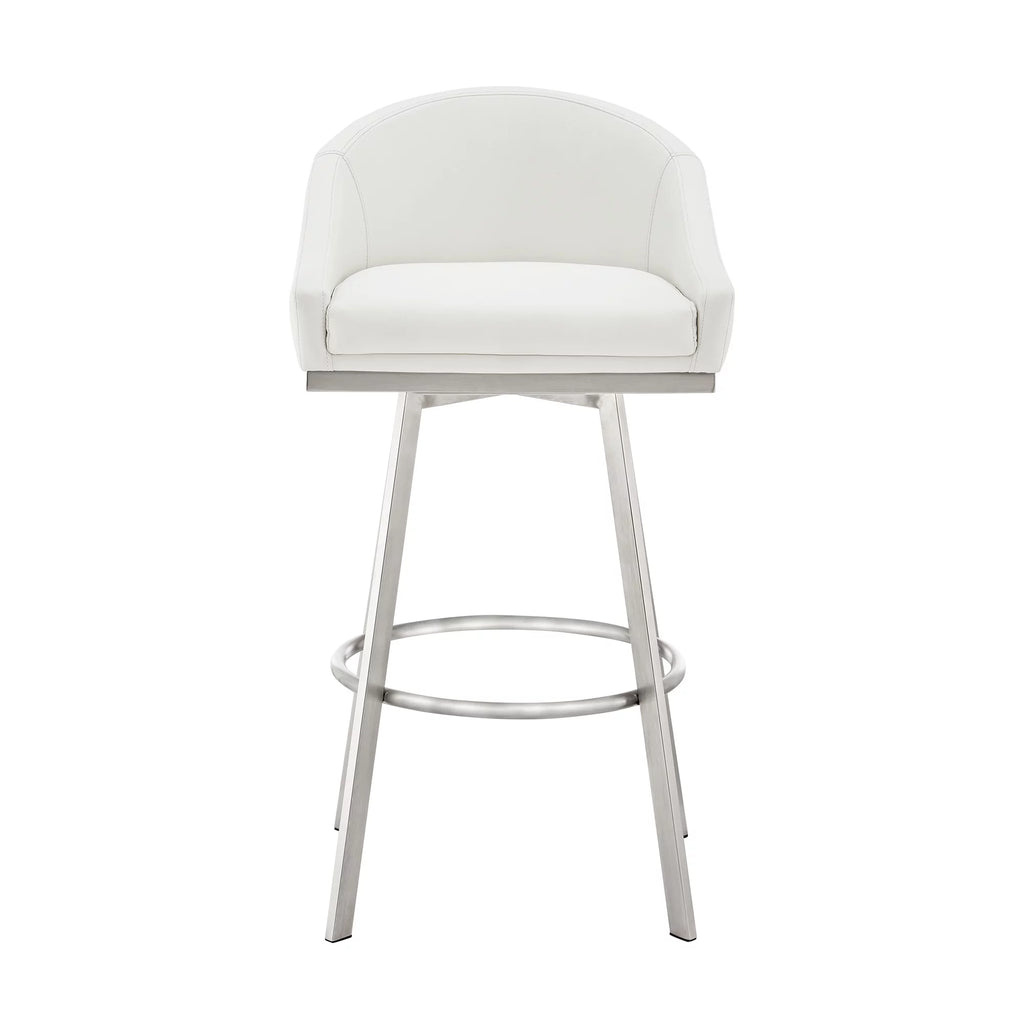 26 Inch Swivel Counter Stool Chair White Faux Leather S9635