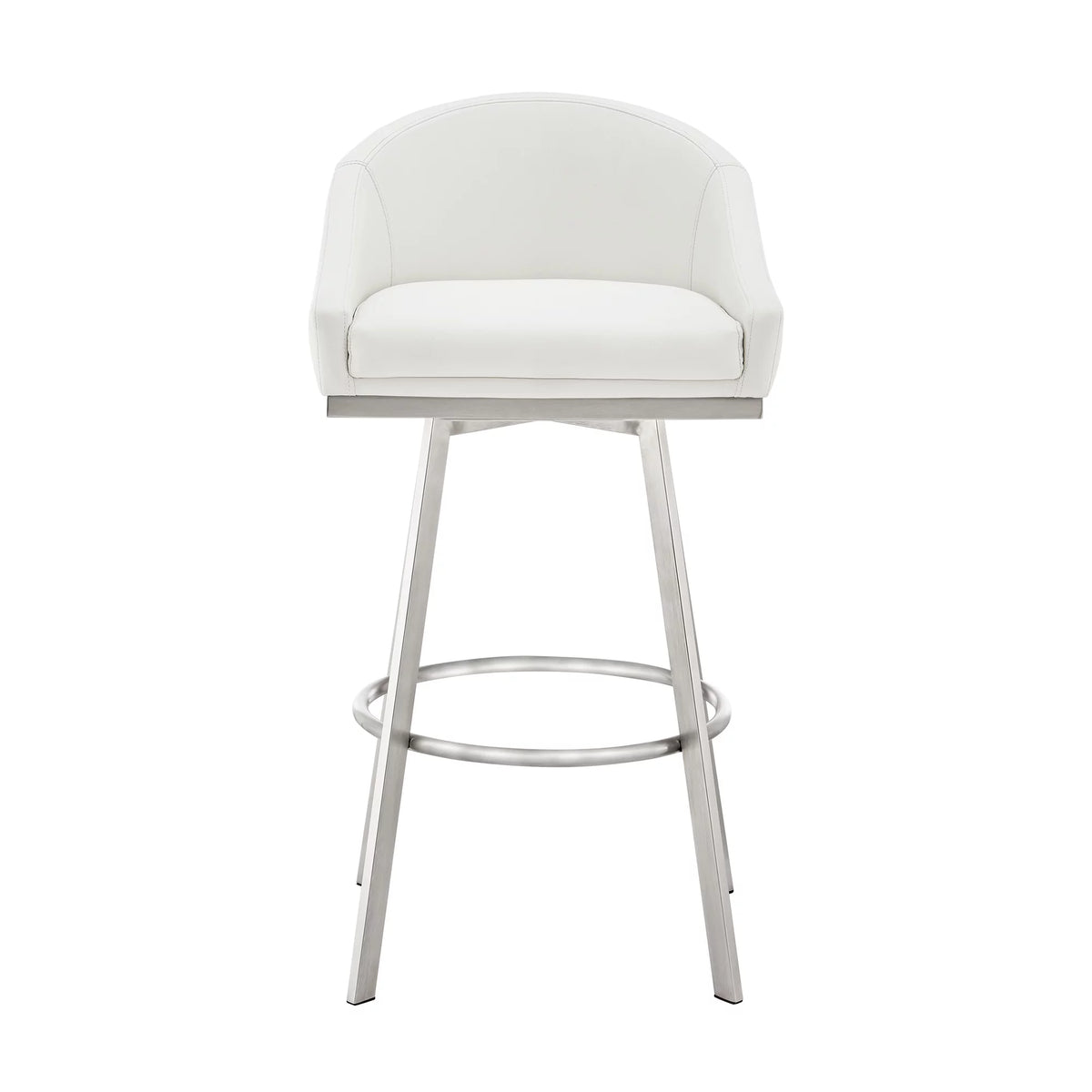 26 Inch Swivel Counter Stool Chair White Faux Leather S9635