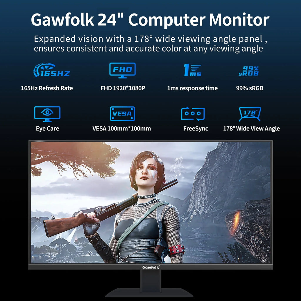 24.5 inch Curved Gaming Monitor 180hz FHD Frameless VA Black Y10463