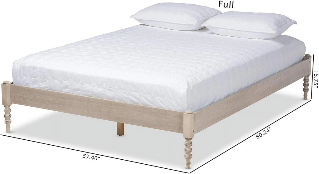 Antique White Oak Wood Full Size Platform Bed Frame A271