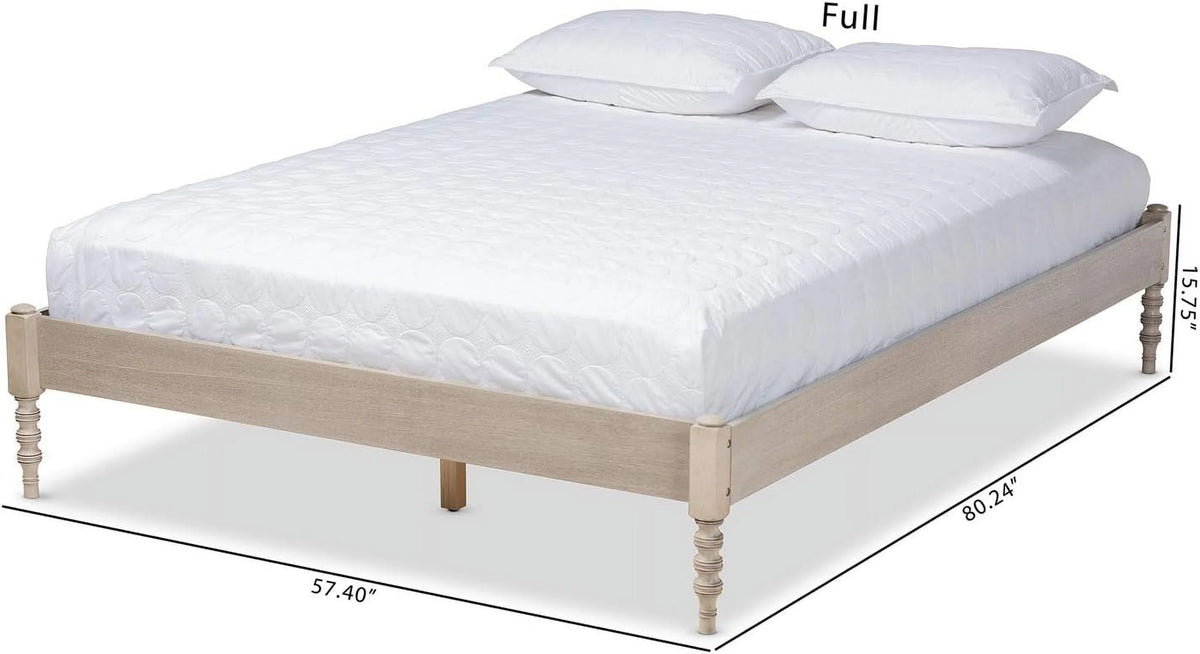 Antique White Oak Wood Full Size Platform Bed Frame A271