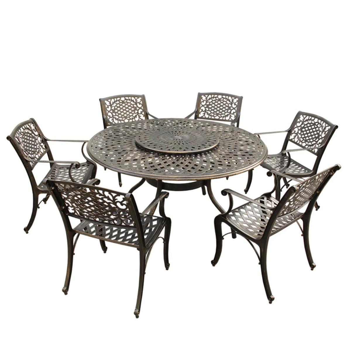 Aluminum 7 Piece Dining Set with Lazy Susan N21719