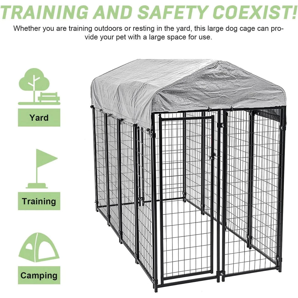 8'x4'x6' Heavy Duty Dog Kennel with Water-Resistant Cover R206