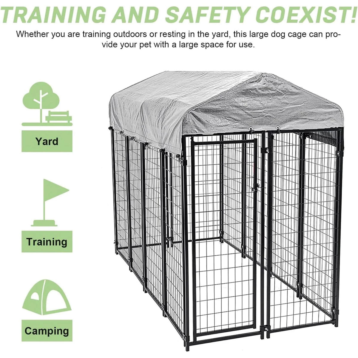 8'x4'x6' Heavy Duty Dog Kennel with Water-Resistant Cover R206