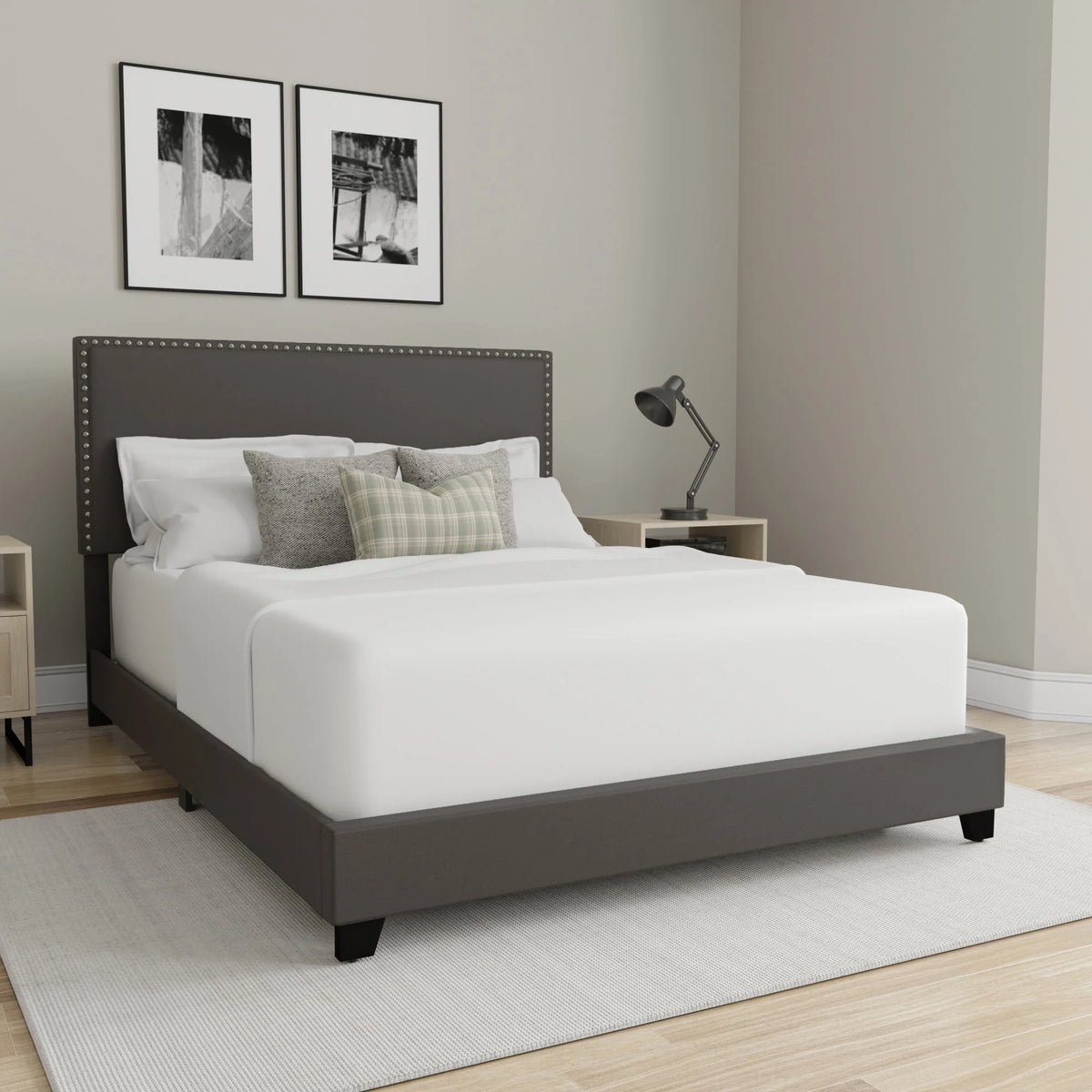 Charcoal Faux Leather Queen Bed D348350