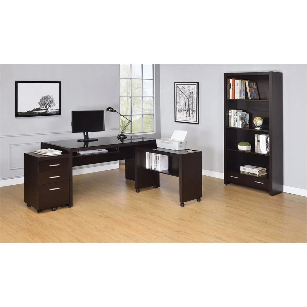 4 Piece Set with Desk Mobile File Cabinet Office Chair and Bookcase J2268
